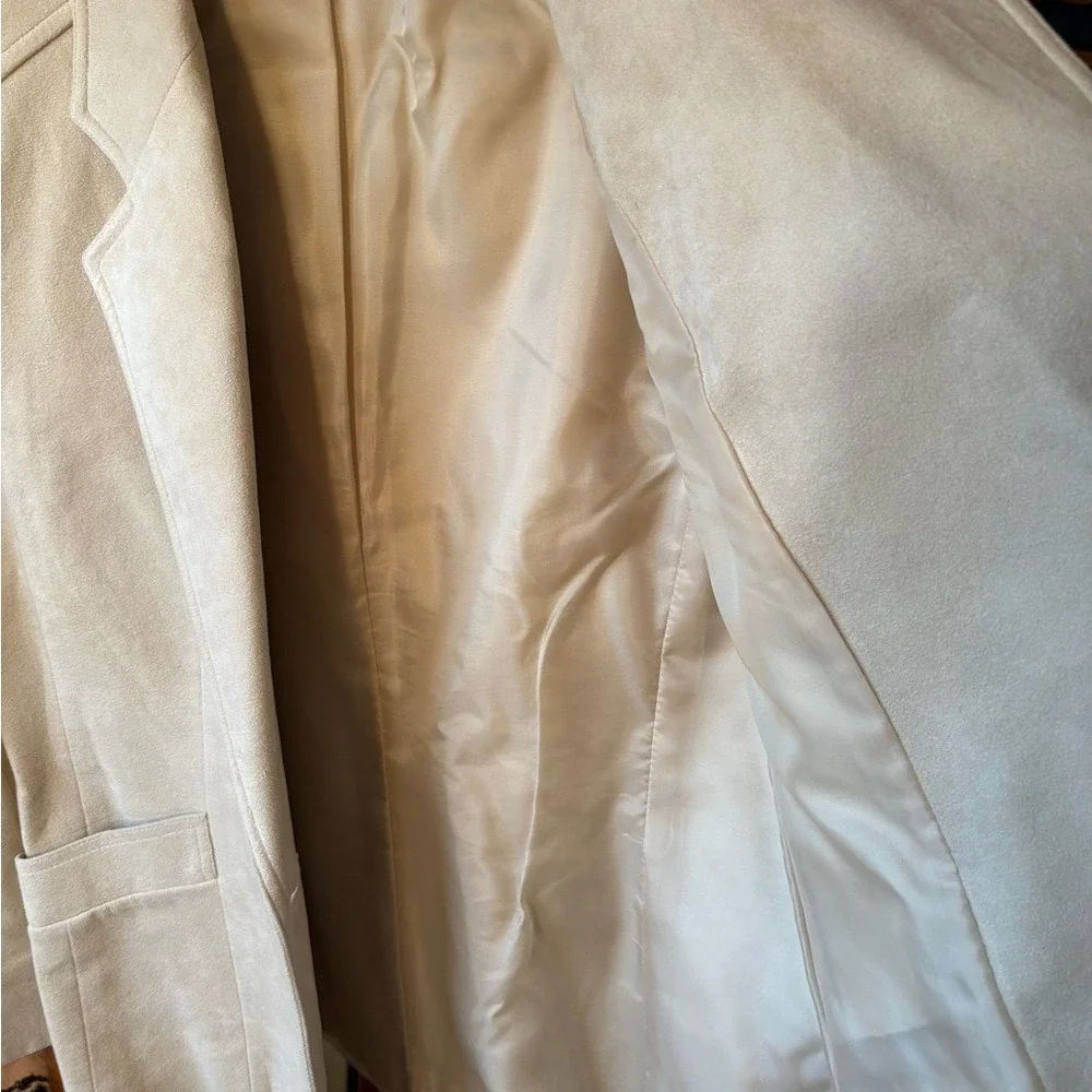 Vintage Ultrasuede Cream Women's Blazer Size 10 Tailored Quiet Luxury Minimalist